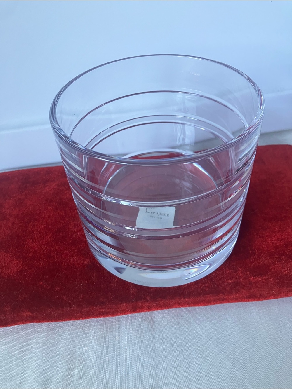 Kate Spade Lenox Rutherford Stripe 5" Round Clear Crystal Vase Ice Bucket